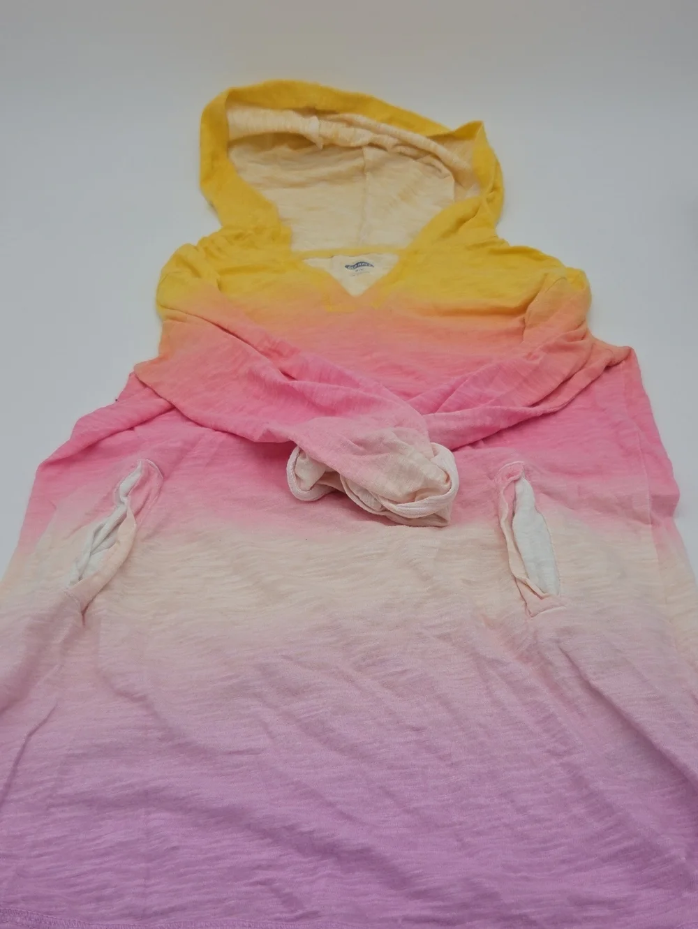 Old Navy Yellow and Cream Striped Hooded Top